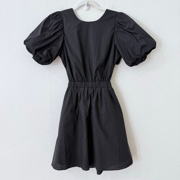 Brand New English Factory Women's Size XS Cut Out Poplin Mini Dress in Black - Picture 3 of 16